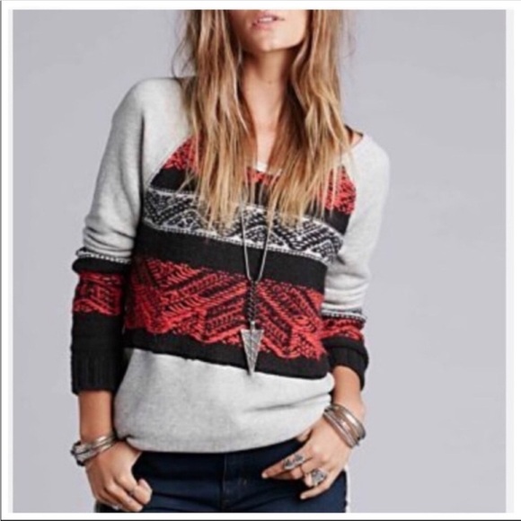 Free People XS Snow Angel Pullover Sweater bohemian high low - Picture 3 of 10